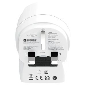 Skross универсален адаптер Europe to UK + 1 x USB  A/C порт, 20W 1500283E