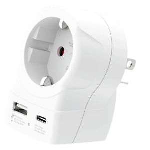 Skross универсален адаптер Europe to USA+1xUSB A/C, 20W , 1500284E