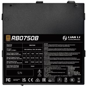 Захранващ блок Lian Li RB750B Black 750W 80+ Bronze PCIe 5.1, ATX 3.1