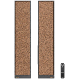 F&D T-68X 2.0 Floorstanding Speakers, 140W RMS ( 70Wx2), 1'' Tweeter + 4'' Speakers + 8'' Subwoofer for each channel, BT 5.3/Optical/COAXIAL/AUX/USB/Karaoke function/LED Display/Remote control/Microphone/Wooden, Touch buttons, Black