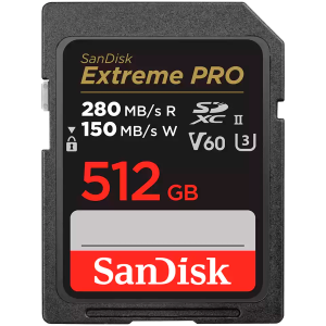 SANDISK Extreme PRO 512GB V60 UHS-II SD cards, 280/150MB/s,V60,C10,UHS-II