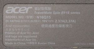 Acer TravelMate Spin B118 N16Q15