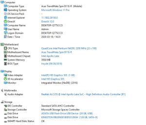 Acer TravelMate Spin B118 N16Q15