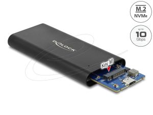Външно чекмедже Delock за M.2 NVMe PCIe SSD със SuperSpeed ​​USB 10 Gbps (USB 3.1 Gen 2) USB Type-C женски