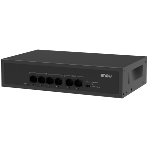 Imou 6-port 100M unmanaged PoE Switch, 4x PoE 10/100, 2x uplink 10/100, 45W total power, up to 250m PoE, 4KV lighting Protection, 802.3af/at,