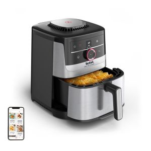 Уред за здравословно готвене Tefal EY572DE1 Easy Fry XL SMART & SILENCE, stainless steel, 5L (1.2kg, 6 portions), 1550W, dual zones, detachable front, 8 automatic programs