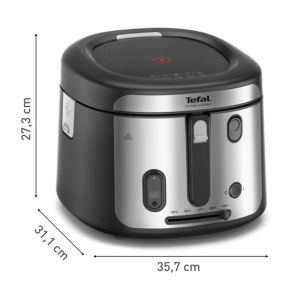 Фритюрник Tefal FF2588E0 Filtra Vision+, black, 1.2Kg / 2.1L, 1900W, timer, fix bowl, washable (lid, basket), adj. thermostat, on/off