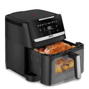 Уред за здравословно готвене Tefal EY8468E0 Easy Fry Silence XXL VISION, black, 7L (2kg, 8 portions), 1800W, dual zones, detachable front, 10 automatic programs 
