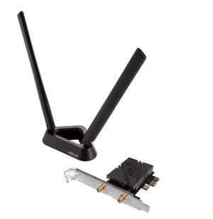 Адаптер Asus PCI-E Adapter, PCE-BE92BT, BE9400, Tri-Band, Bluetooth 5.4, magnetized base, WPA3, OFDMA, MLO, only compatible with lntel motherboards, Black