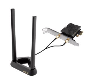 Адаптер Asus PCI-E Adapter, PCE-BE92BT, BE9400, Tri-Band, Bluetooth 5.4, magnetized base, WPA3, OFDMA, MLO, only compatible with lntel motherboards, Black