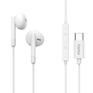 HAMA Слушалки "Season II" USB-C, накрайници, микрофон, защита от прегъване на кабел, бял