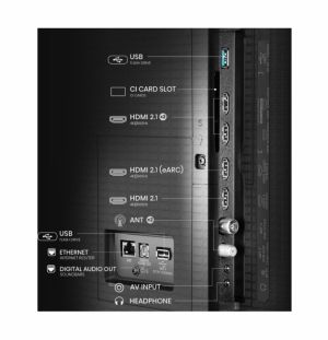 Телевизор Hisense 85"U7Q Pro, 4K Ultra HD 3840x2160, ULED, FALD, Quantum Dot, 165Hz, IPS, HDR 10+, HLG, Dolby Vision IQ, Dolby Atmos, Smart TV, WiFi 5GHz, WiFi Direct, BT, Anyview Cast,light sensor,Solar Powered Remote, 4xHDMI, 2xUSB, LAN, CI+, DVB-T2/C/S