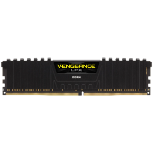 CORSAIR DDR4, 3200MHz 8GB 1x8GB Dimm, Unbuffered, Single Rank, 16-20-20-38, XMP 2.0, Vengeance LPX black Heatspreader, Black PCB, 1.35V