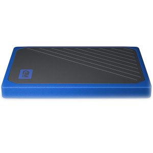 WD 500GB My Passport Go - Portable SSD, up to 400MB/s, 2-meter drop protection - Black w/ Cobalt trim