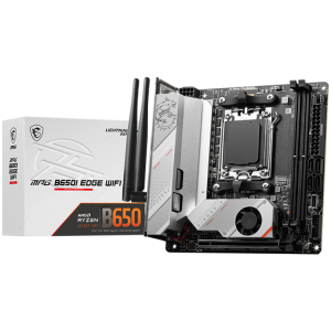 MSI MPG B650I EDGE WIFI, m-ITX, Socket AM5, Dual Channel DDR5 6600+MHz (OC), 1x PCIe x16 slot, 2x M.2 slot, 1x HDMI, 3x USB 3.2 Gen 2, 2x USB 3.2 Gen 1, 1x USB 3.2 Gen2x2 Type C, 7.1 HD Audio, 2.5Gbps LAN, WIFI, BT, 3Y