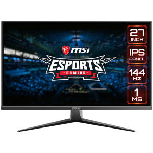 MSI Optix MAG273 Gaming Monitor, 27" 144Hz, FHD (1920x1080) 16:9, Anti-glare, 1ms, 250nits, 1000:1, 178°/178°, Freesync, Adjustable Stand, 1x DP, 1x HDMI, 3Y Warranty
