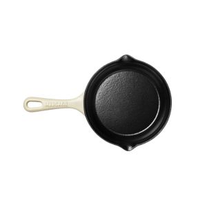 BUYDEEM Enameled Cast Iron Handle Skillet 21 cm, model CP542, color Oat White