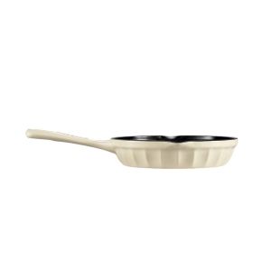 BUYDEEM Enameled Cast Iron Handle Skillet 21 cm, model CP542, color Oat White