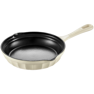 BUYDEEM Enameled Cast Iron Handle Skillet 21 cm, model CP542, color Oat White