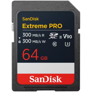 SANDISK Extreme PRO 64GB SDXC Memory Card, 300MB/s Read & Write speeds, 8K, V90, UHS-II