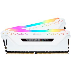 CORSAIR DDR4, 3200MHz 16GB 2x8GB DIMM, 16-18-18-36, XMP 2.0, VENGEANCE RGB PRO White Heatspreader, RGB LED, 1.35V
