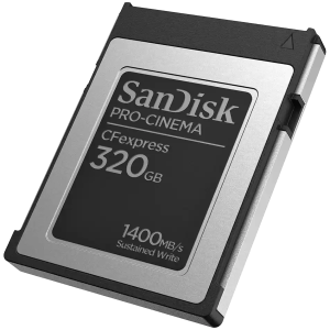 SANDISK PRO-CINEMA CFexpress Type B Card? 320GB, 1700MB/s Read, 1500MB/s Write, 1400MB/s min sustained write speed