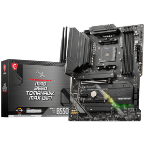 MSI MAG B550 TOMAHAWK MAX WIFI, ATX, Socket AM4, Dual Channel DDR4, 2x PCIe x16 slots, 2x M.2 slots, 1x HDMI, 1x DP, 2x USB 3.2 Gen 2, 2x USB 3.2 Gen 1, 4x USB 2.0 ports, 7.1 HD Audio, 2.5Gbps LAN, 3Y