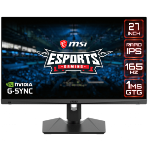 MSI Optix MAG274QRF Gaming Monitor, 27" 165Hz, WQHD (2560 x 1440) 16:9, Rapid IPS Anti-glare, 1ms (GTG), 300nits, 1000:1, 178°/178°, HDR, G-sync Compatible, 1x DP, 2x HDMI, 1x Type-C, 2x USB 2.0 Type A, 1x Earphone out, Adjustable Stand, 3Y Warranty