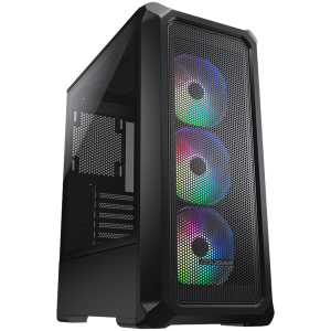 COUGAR Archon 2 Mesh RGB (Black), Mid Tower, 3x 120 ARGB Fans, RGB Button, 3mm Tempered Glass, Mini ITX / Micro ATX / ATX, USB 3.0 x 2, USB 2.0 x 1, Mic x 1 / Audio x 1