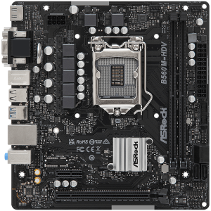 ASROCK Main Board Desktop B560M-HDV (S1200, 2x DDR4, 1x PCIe 4.0 x16, 1x PCIe 3.0 x1, 4x SATA3, GLAN, 1x VGA, 1x DVI, 1x HDMI, 4x USB 3.2, 6x USB 2.0) mATX