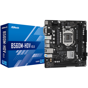 ASROCK Main Board Desktop B560M-HDV (S1200, 2x DDR4, 1x PCIe 4.0 x16, 1x PCIe 3.0 x1, 4x SATA3, GLAN, 1x VGA, 1x DVI, 1x HDMI, 4x USB 3.2, 6x USB 2.0) mATX