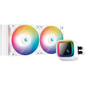 DeepCool LS520 WH, 240mm CPU Liquid Cooler, 2x120mm FC120 ARGB PWM Fans, ARGB Infinity Mirror, White, LGA 2066/2011-v3/2011/1700/1200/115x, AMD sTRX4/sTR4/AM5/AM4, 5Y, R-LS520-WHAMNT-G-1