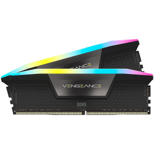 CORSAIR DDR5, 5200MT/s 32GB 2x16GB DIMM, 40-40-40-77, XMP 3.0, VENGEANCE RGB DDR5 Black Heatspreader, RGB LED, 1.25V