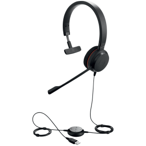 JABRA EVOLVE 20 MS Mono USB Headband, Noise cancelling,USB connector, with mute-button and volume control on the cord, with foam ear cushion, Microsoft optimized
