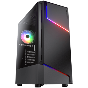 COUGAR MX360 RGB, Mid Tower, 1x120 ARGB Fan, RGB Button, Tempered Glass, Mini ITX / Micro ATX / ATX , USB 3.0 x 2, USB 2.0 x 1, Mic x 1 / Audio x 1