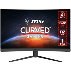 MSI G27C4 E2 Curved Gaming Monitor, 27" 170Hz, FHD (1920x1080) 16:9, VA Anti-glare, 1500R curve, 1ms, 250nits, 3000:1, 178°/178°, Adaptive Sync, Adjustable Stand, 1x DP, 2x HDMI,  3Y Warranty
