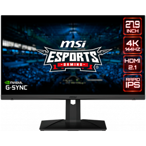 MSI OPTIX MAG281URF 27.9" Gaming Monitor 144Hz, UHD (3840x2160) 16:9, Rapid IPS Anti-glare, 1ms, 400 nits, 1000:1, 178°/178°, G-SYNC Compatible, 2xHDMI 2.0, 1xDP, 1xType-C, 3xUSB 2.0, 1x Earphone out, Adjustable stand, 3Y