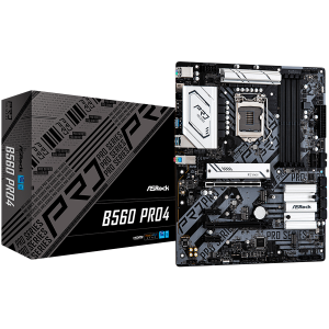ASROCK Main Board Desktop B560 Pro4 (S1200, 4xDDR4, 4xPCIe x16, 2xPCIe x1, SATA III, 1 xM.2, 1 xUlraM.2, USB3.0, GLAN, HDMI, DP), Retail
