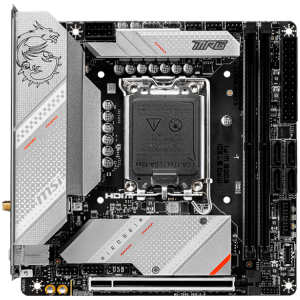 MSI MPG B760I EDGE WIFI , Mini-ITX, LGA 1700, Dual Channel 2xDDR5 7200+(OC)MHz, 1x PCIe x16 slots, 2x M.2 slots, 1x HDMI, 1x DP, 2x USB 3.2 Gen 1, 1x USB 3.2 Gen 2, 2x USB 2.0, Type-C, 7.1 HD Audio, 2.5Gbps LAN, WI-FI 6E, BT, 3Y