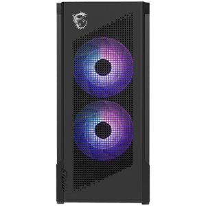 MSI MPG VELOX 300R AIRFLOW PZ, Mid-Tower, E_ATX/ATX(Back-connect supported)/M-ATX/ITX, 2x USB 3.2, 1x USB Type-C 20Gbs, 1x Audio/Mic, LED Button, ARGB Fan Hub, 2x 160mm ARGB + 1x 120mm Black Dual Layer Blades Fans, Mesh Panel, Tempered Glass, Black