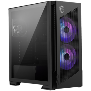 MSI MPG VELOX 300R AIRFLOW PZ, Mid-Tower, E_ATX/ATX(Back-connect supported)/M-ATX/ITX, 2x USB 3.2, 1x USB Type-C 20Gbs, 1x Audio/Mic, LED Button, ARGB Fan Hub, 2x 160mm ARGB + 1x 120mm Black Dual Layer Blades Fans, Mesh Panel, Tempered Glass, Black