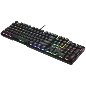 MSI VIGOR GK41 LR US Gaming Keyboard, Black, 6 fixed color LEDs in 10 different lighting zones, 6+N Key Rollover & Anti-ghosting, Hotkeys for Rapid Control, 3 Adjustable Keyboard Angles