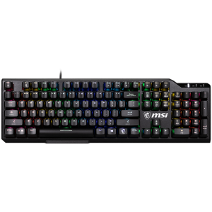 MSI VIGOR GK41 LR US Gaming Keyboard, Black, 6 fixed color LEDs in 10 different lighting zones, 6+N Key Rollover & Anti-ghosting, Hotkeys for Rapid Control, 3 Adjustable Keyboard Angles