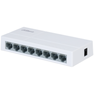 Dahua 8-port Fast ethernet 10/100, Layer 2 Switch, Switching Capacity 1.6 GB/s, MAC Table Size 1K. IEEE 802.3, IEEE 802.3u, IEEE 802.3ab, IEEE802.3x, 1.5W