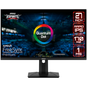MSI G274QPF-QD Gaming Monitor, 27" 170Hz, WQHD (2560x1440) 16:9, Rapid IPS Anti-glare, 1ms, 400nits, 1000:1, 178°/178°, Freesync Premium, Adjustable Stand, 1x DP, 2x HDMI, 1xType-C, 3Y Warranty