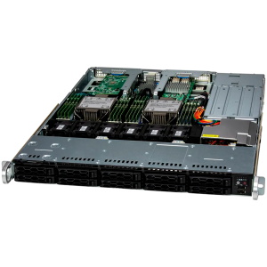 Supermicro assembled server based on SYS-121C-TN10R, 2x 4410Y 2P CPU, 4x 32GB DDR5-4800, 2x SSD 2.5" SATA 240GB, 2x AIOM 2x 10GbE RJ45, CBL-SAST-1274LP-100, 2x SOCKET E E1B CARRIER