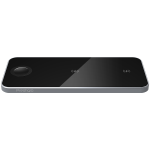 Prestigio ReVolt A5, 3-in-1 wireless charging station for iPhone, Apple Watch, AirPods, wilreless output for phone 7.5W/10W, wireless output for AirPods 5W, wireless output for Apple Watch 2.5W, material: aluminum+tempered glass, black+space grey color.