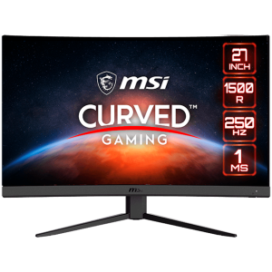 MSI G27C4X Curved Gaming Monitor, 27" 250Hz, FHD (1920x1080) 16:9, VA Anti-glare, 1ms, 300nits, 3000:1, 178°/178°, 1500R Curve, Freesync Premium, Adjustable Stand, 1x DP, 2x HDMI, 3Y Warranty