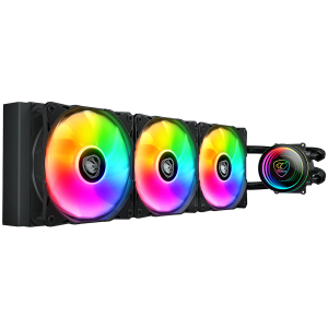 COUGAR Poseidon Elite ARGB 360 BK AIO Liquid Cooler, 3x Cougar MHP 120mm 2000rpm PWM Fans, ARGB Lighting with Infinity Mirror, 90-degree utteright fins, Intel LGA LGA1851 / LGA1700 / LGA1200 / LGA115X , AM5 / AM4 / AM3 / AM2 / FM2 / FM1