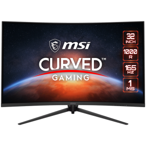 MSI Optix G321CQP Curved Gaming Monitor, 31.5" 165Hz, WQHD (2560x1440) 16:9, VA Anti-glare, 1ms, 250nits, 2500:1, 178°/178°, 1000R Curve, Freesync Premium, Adjustable Stand, 1x DP, 2x HDMI, 3Y Warranty